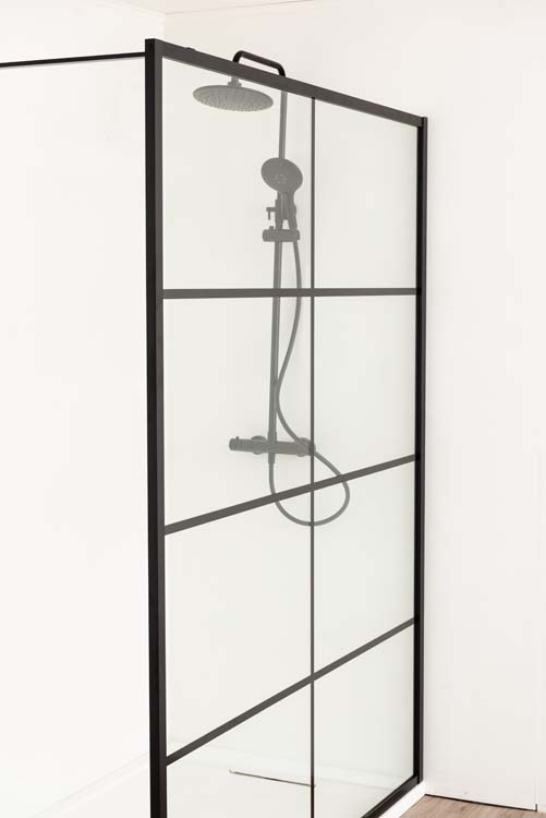 Douchewand Uma 2 zwart profiel 160x200cm met stang
