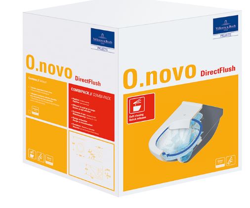 Toilette suspendue Villeroy & Boch O.Novo sans rebord à chasse d'eau directe blanche avec siège de WC