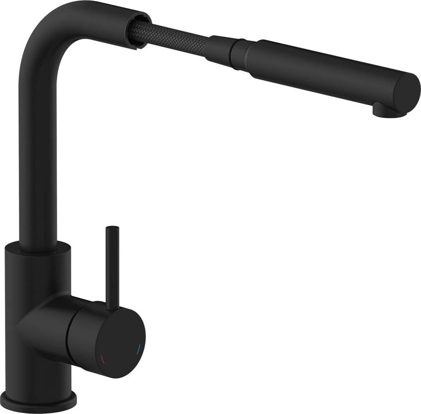 Keukenkraan Fynn uittrekbare uitloop + sensor mat zwart