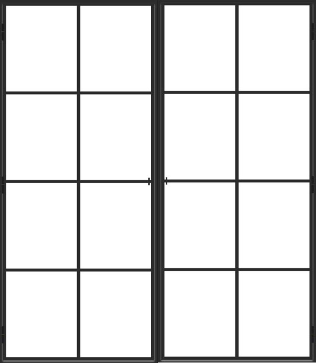 Porte intérieure double en acier Black Beauty noir 2x8V poussant à droite sur mesure