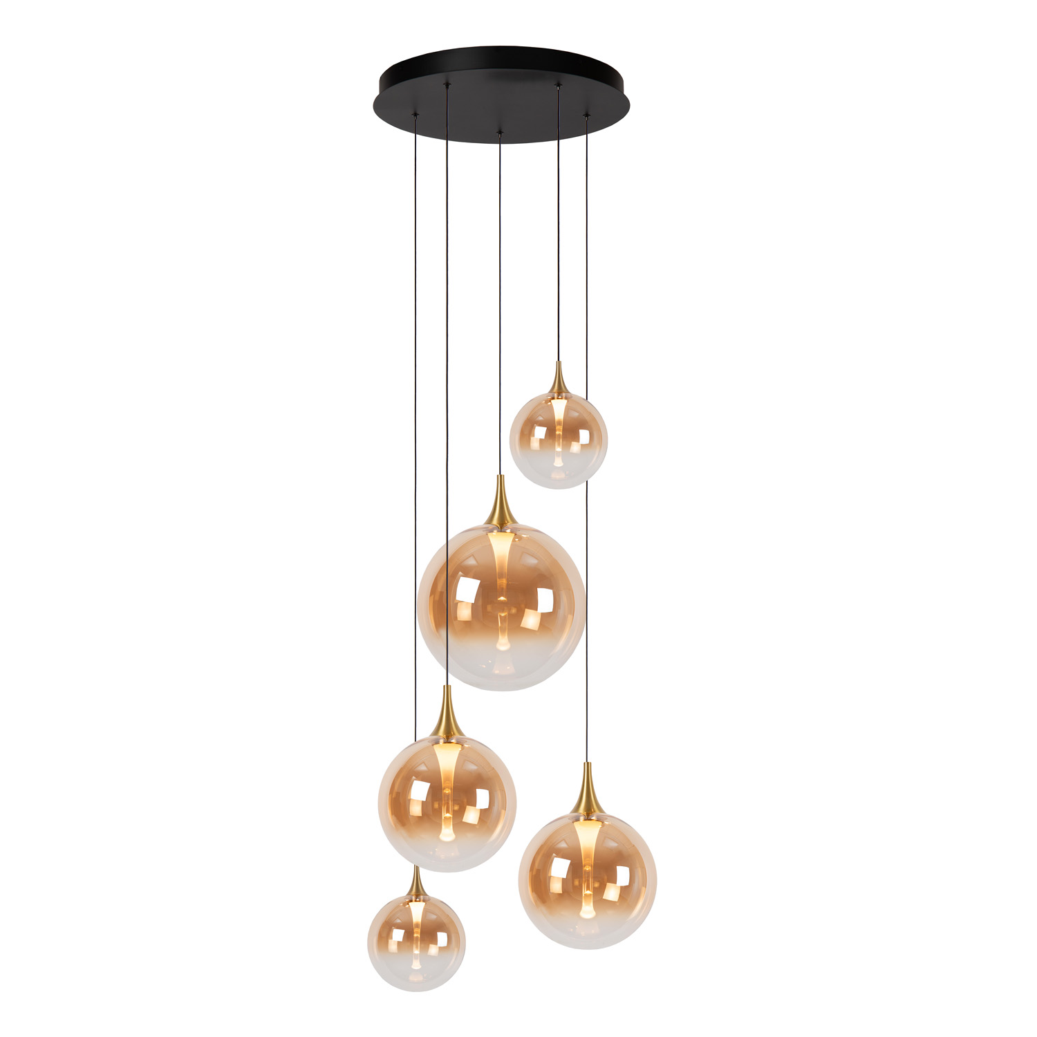 Lucide Premium Gisela - Suspension - Ø57cm - LED Dim. - 2700K - Avec module LED remplaçable - Ambre