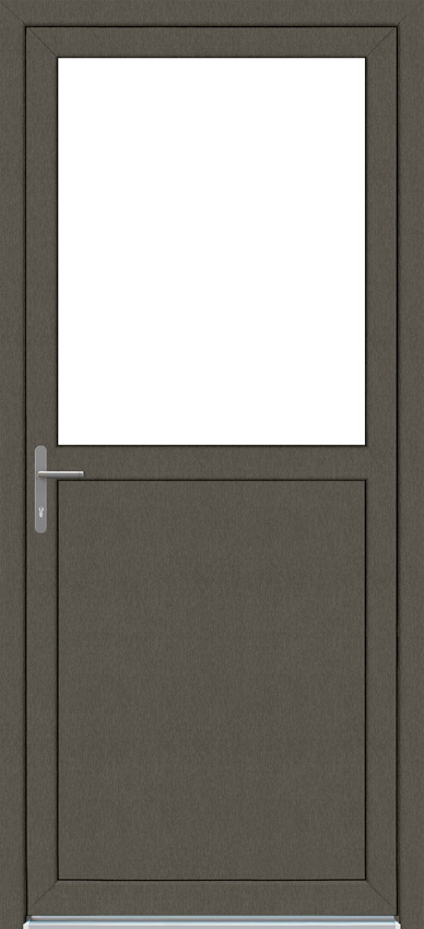 Porte extérieure semi-vitrée PVC verre clair gris quartz/blanc 980x2180mm ouvrant à gauche