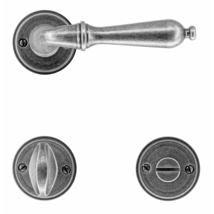 Poignée de porte pro amalfi vieil argent avec serrure toilette