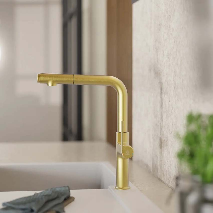 Robinet de cuisine Wasserwerk WK 11 or mat avec bec extractible