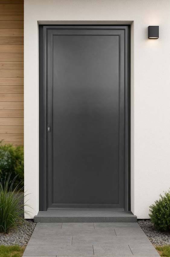 Buitendeur Tavira aluminium vlak paneel zwart 960x2180mm rechts duwend