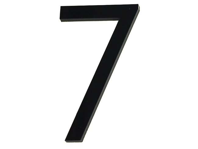 Numéro de maison 7 en PVC noir 9cm avec bande adhésive