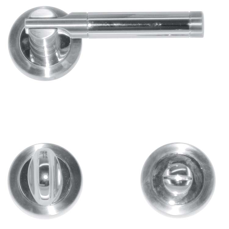 Poignée de porte catania nickelé avec serrure toilette