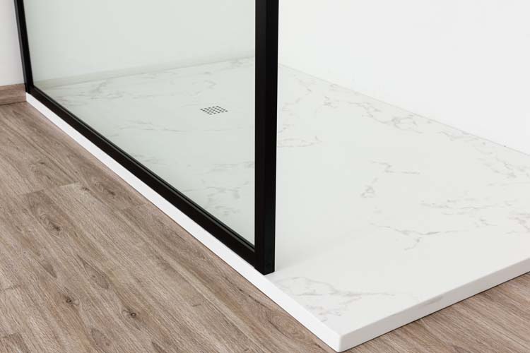 Douchewand Umi zwart profiel 100x200cm met stang