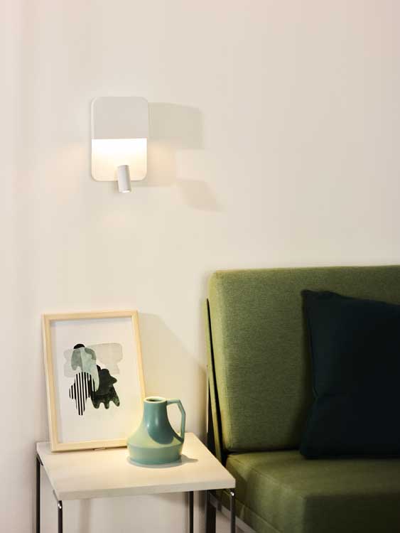 Lucide BOXER - Wandlamp - LED - 1x5W 3000K - Met USB oplaadpunt - Wit