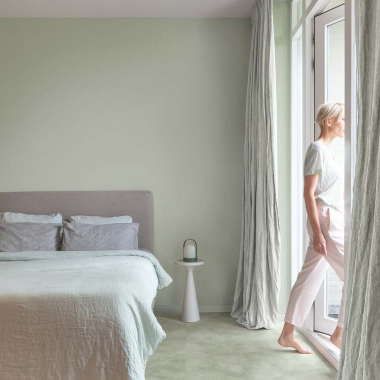 Vinyl vloer Quick-Step Illume tegel 6mm zachte salie groen 85,6x42,8cm met ondervloer