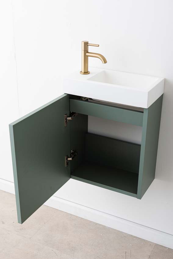 Toiletmeubel Dotan eucalyptus groen wastafel mat wit 45x40x22cm