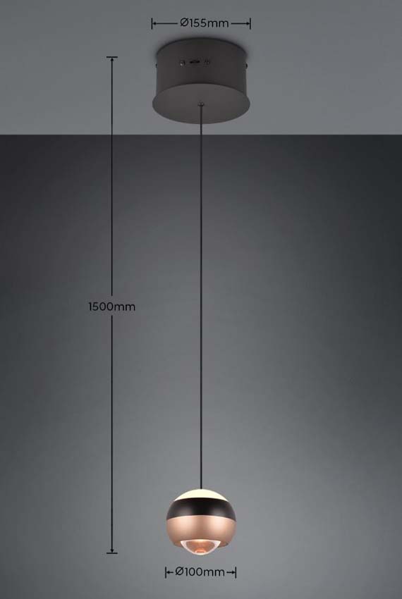 Suspension Easy Lift - Noir - Ø15,5 cm - Dimmable - 1x8W - 2300-4000K