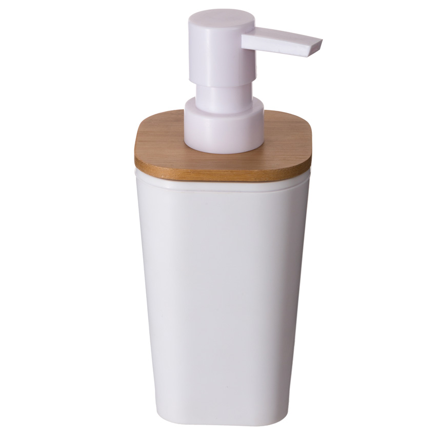Distributeur de savon Origi polystyrène/bambou blanc 7,5x7,3x17,5cm