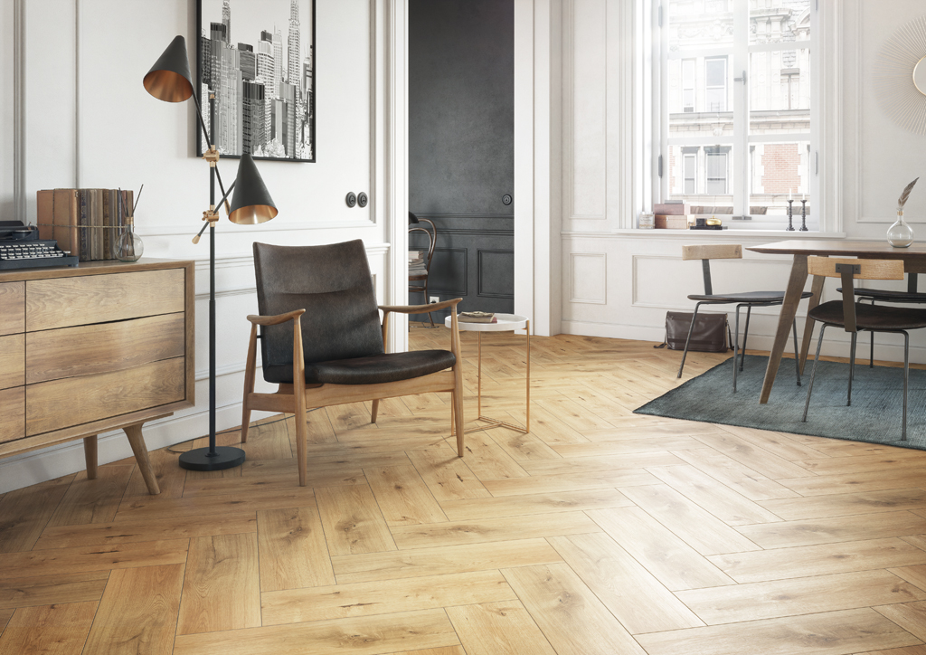 Carrelage imitation parquet Moreno aspect chêne 18,5x60cm