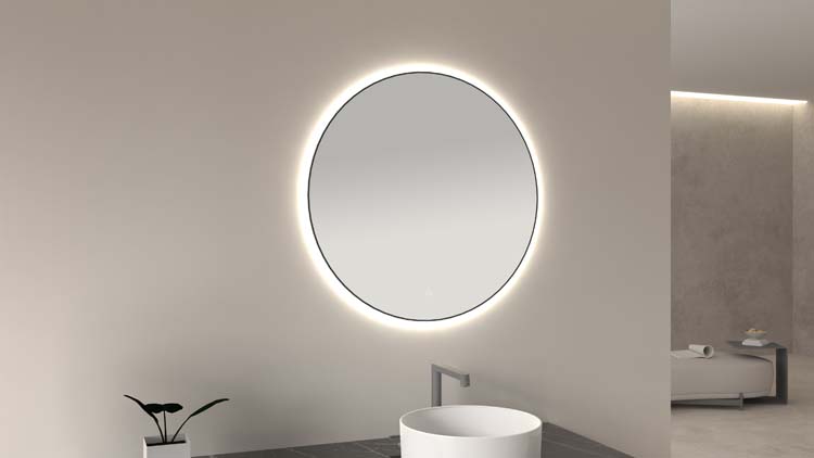 Miroir Kira rond LED noir mat Ø100cm