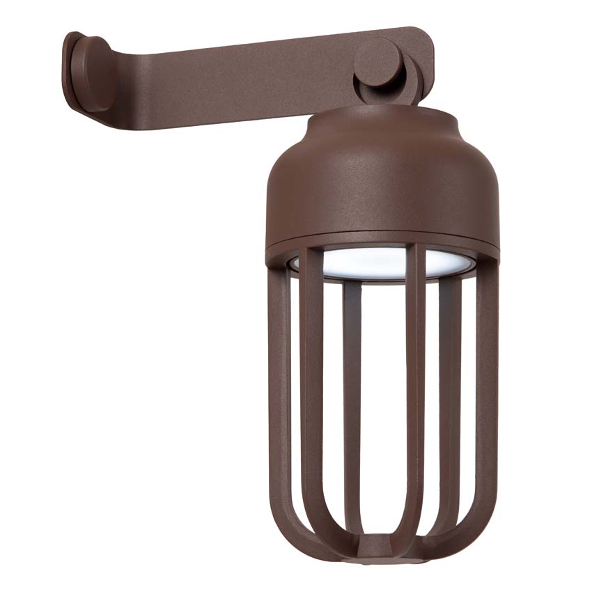 Lucide Essential Wells - Applique murale rechargeable intérieur/extérieur - Batterie - Ø10cm - LED dimmable - CCT - 1x5W 2700K/4000K - IP54 - Brun rouille