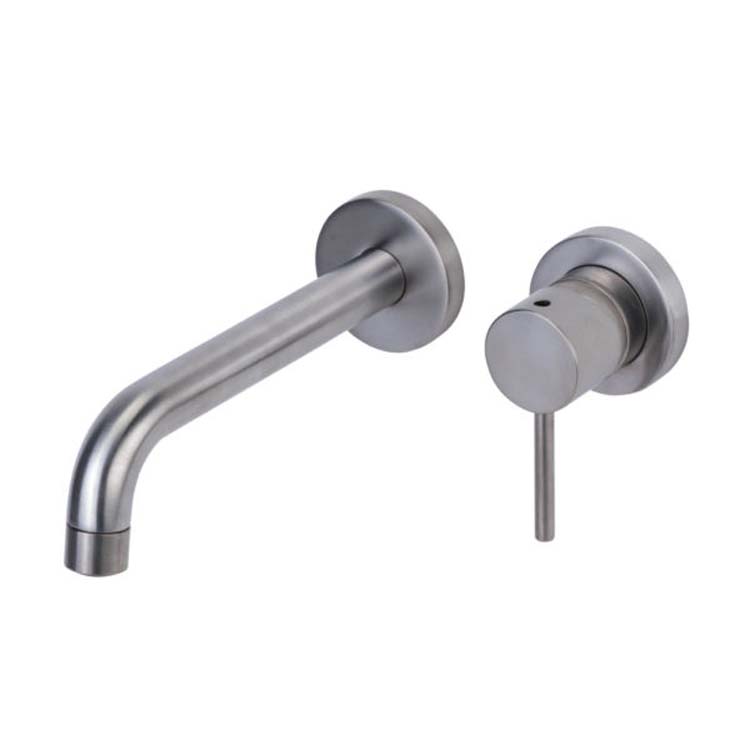 Wastafelkraan New Country muur geborsteld nikkel