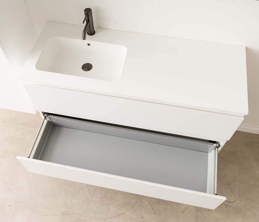 Meuble de salle de bain Tibo blanc avec lavabo simple blanc mat 120cm