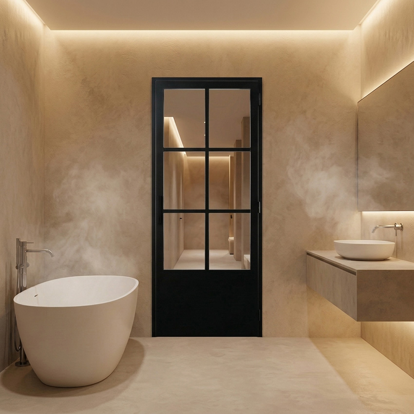 Complete deur 78cm steel look feeling 6R helder glas 201.5cm