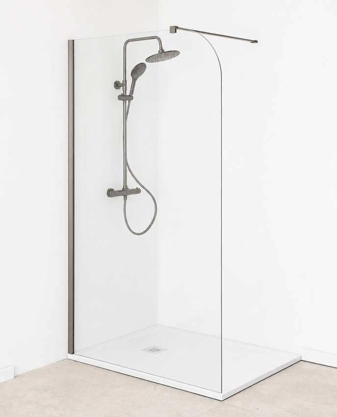 Paroi de douche à l'italienne Avery arrondie verre clair avec kit de profilés canon fusil 87x200cm