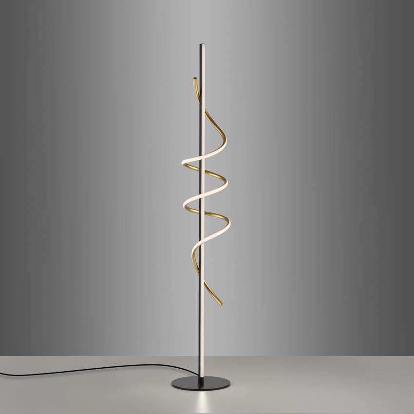 Vloerlamp zwart/goud incl LED lamp 1470 lumen 26W