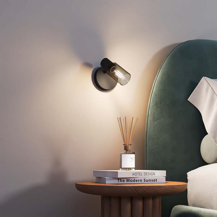 Opbouwspot - glas lang - dimbaar - E14 - 1x25W - excl lamp - zwart