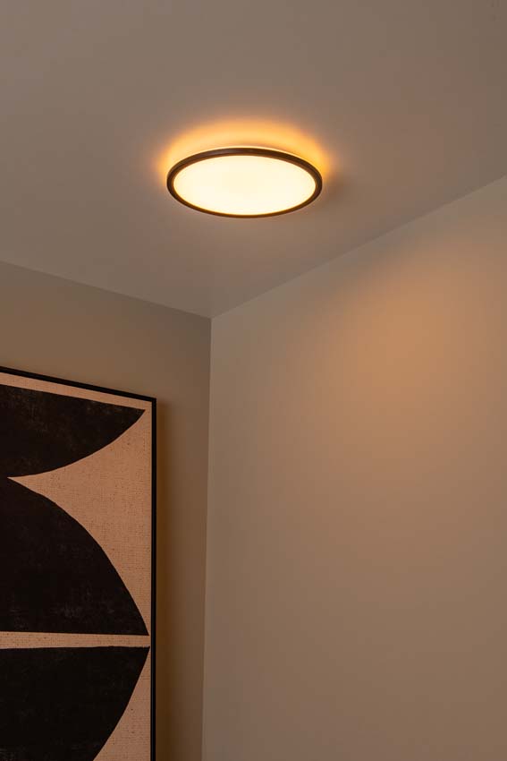 Lucide Castor - Plafonnier - Ø32cm - LED dimmable - CCT - 1x20W 2700K/6500K - RGB - Opalin