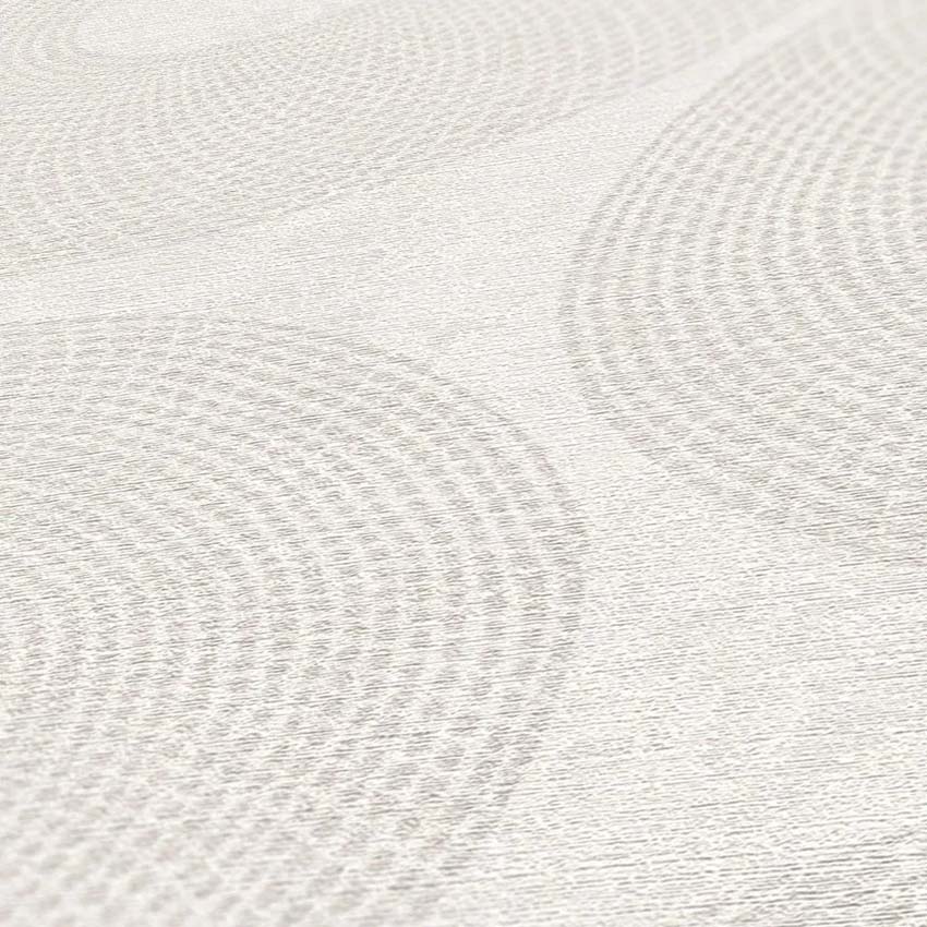 Vinyle sur papier peint intissé cercle argent/blanc 0,53x10m