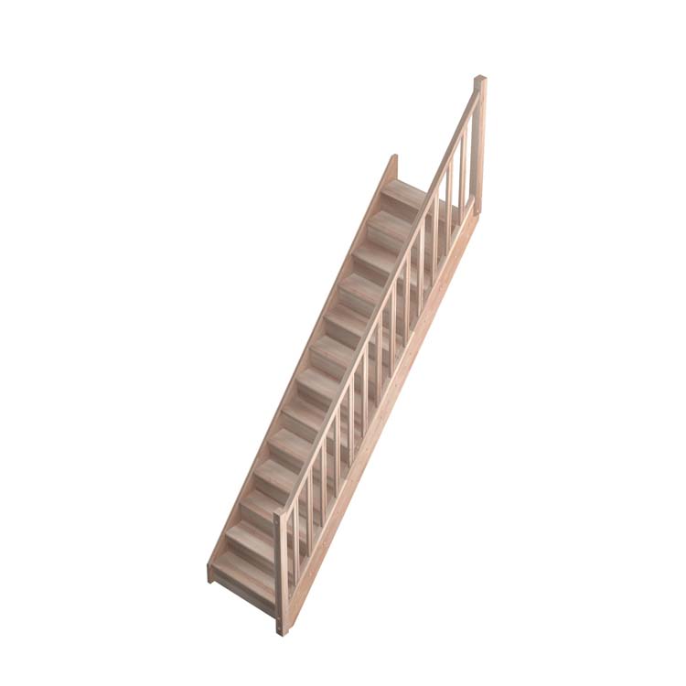 Gesloten trap beuk Hamburg recht 280x80cm incl. leuning
