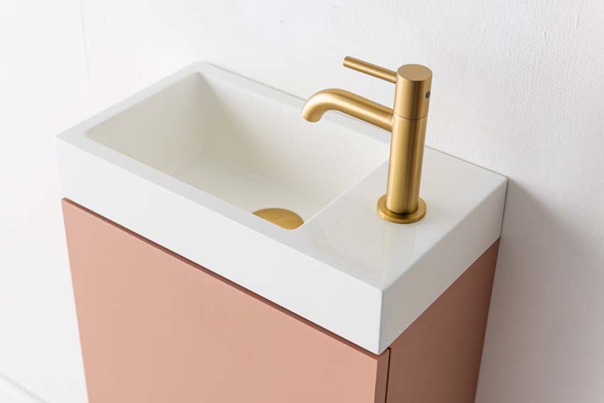 Toiletmeubel Dotan abrikoos wastafel glanzend wit 45x40x22cm