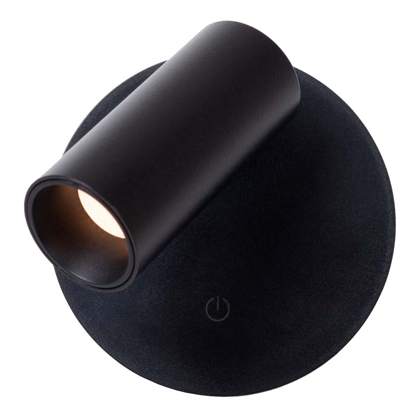 Oplaadbare wandspot Rune - zwart - Ø8,1cm - LED Dimbaar - 1x2W - 2700K/4000K - magnetisch