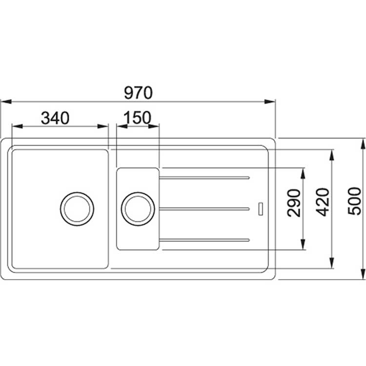Évier Franke Basis champagne 1,5 bac 97x50cm
