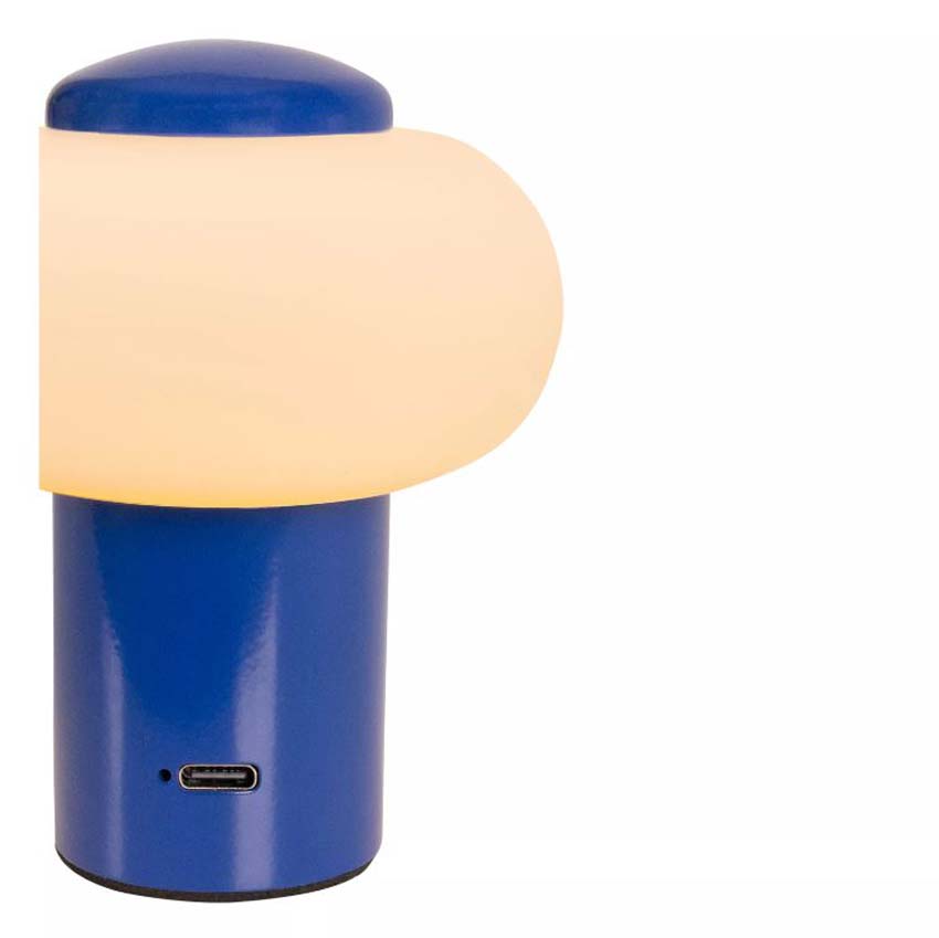 Lucide Essential Gustav - Lampe de table rechargeable - Batterie/Pile - Ø8cm - LED dimmable - 1x0,8W 2700K - Bleu