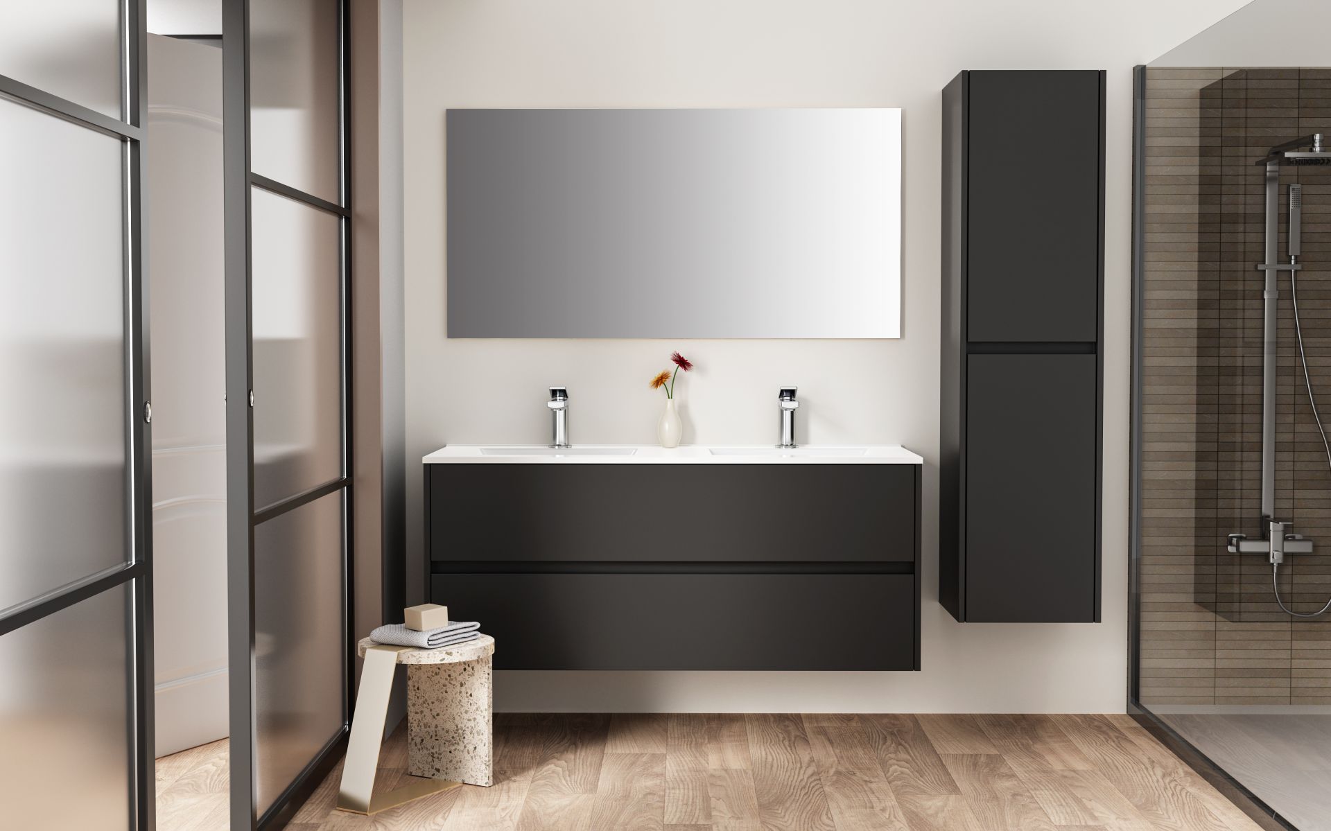 Spiegel Vito mat zwart 118x60x2cm