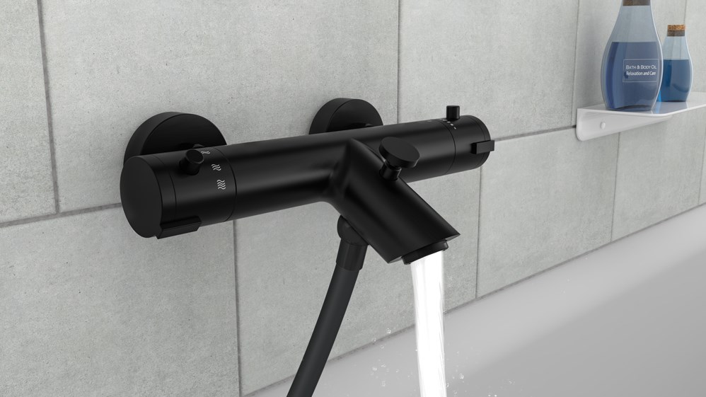 Robinet de baignoire-douche Levi thermostatique noir mat
