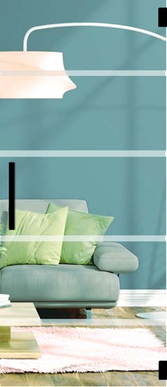 Complete glazen binnendeur helder + 4 lijnen mat 78x201cm zwarte vierkante trekker + scharnieren