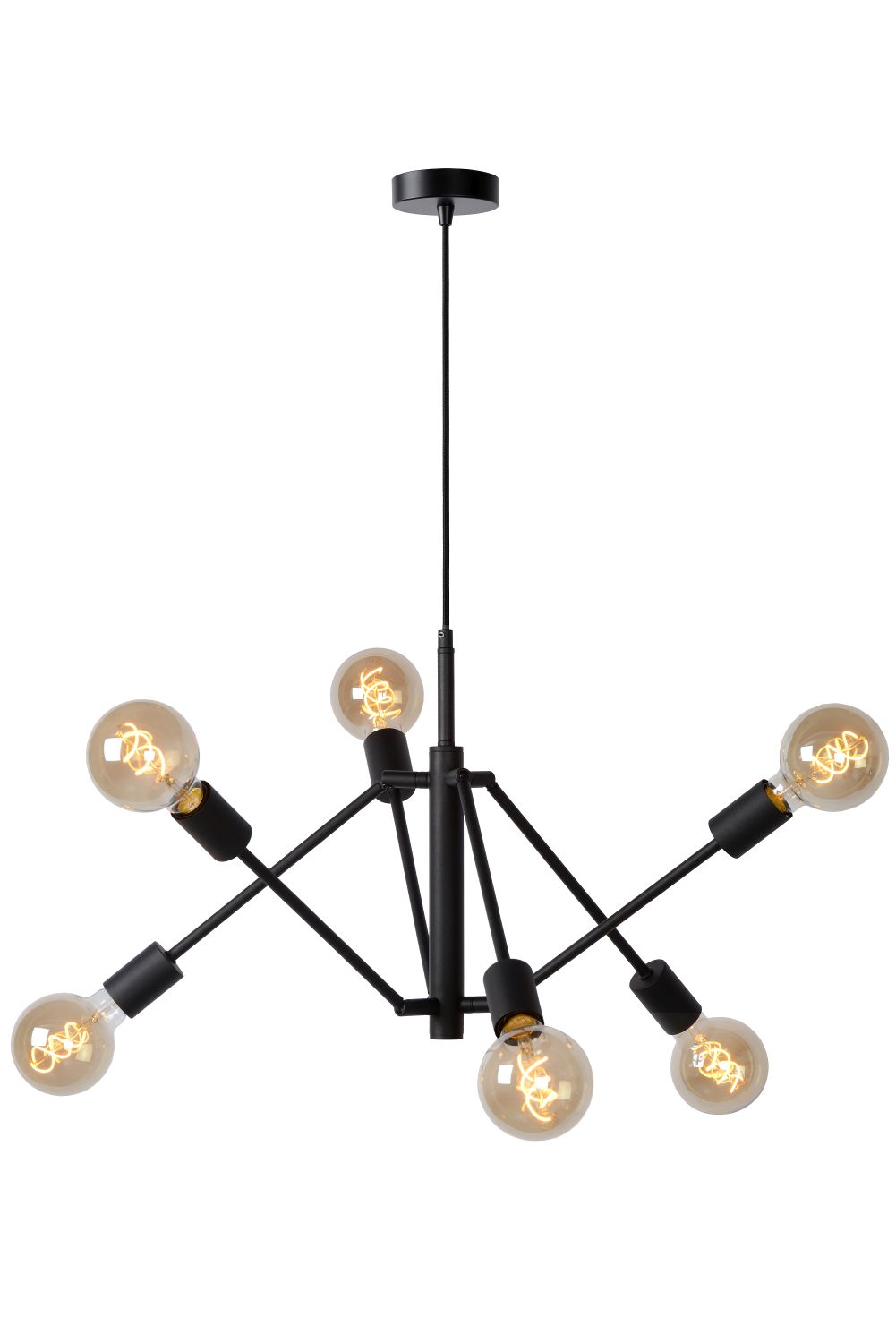 Suspension - noir - 76x76x177cm - dimmable - 6xE27 - 40W