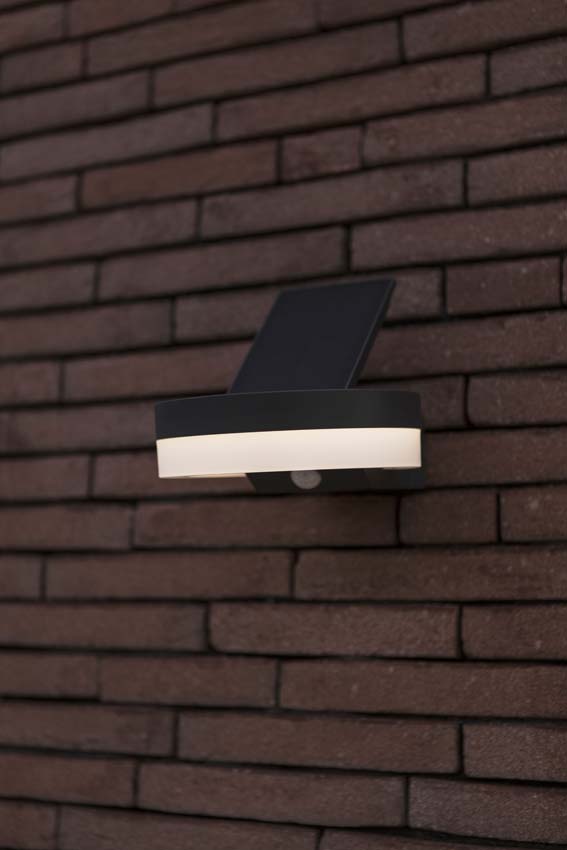 Wandlamp buiten Astra Solar - grijs - dimbaar - 12W - 3000K - IP54 - met bewegingssensor