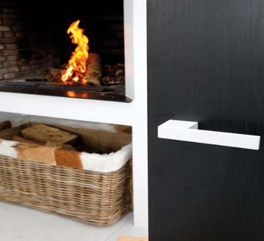 Poignée de porte pro X-treme blanc structure ronde set complet avec rosaces et plaque de clé