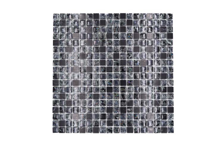 Mozaïek Crystal+ Mix zwart glanzend 30,5x30,5cm