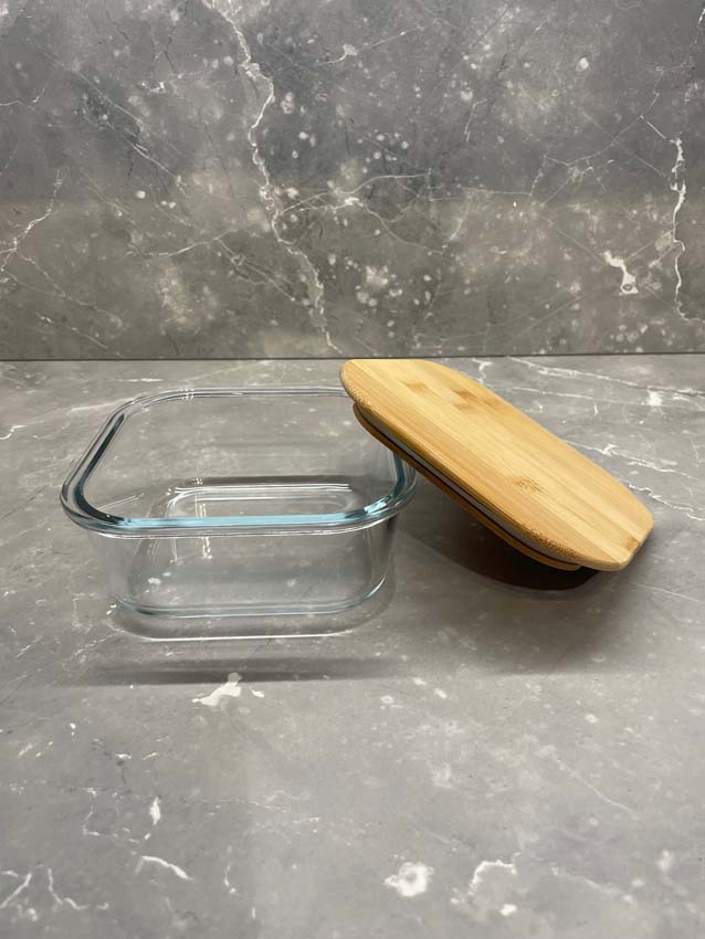 Voorraaddoos glas/bamboe transparant 80cl