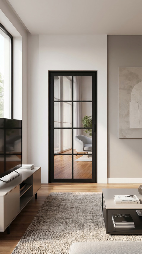 Bloc-porte 63cm steel look feeling 8R verre clair 201.5cm