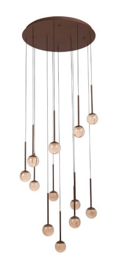Lucide Premium CALINA - Suspension - Ø69,9cm - LED Dimmable - CCT - 12x7W 2200K/3300K - Brun café