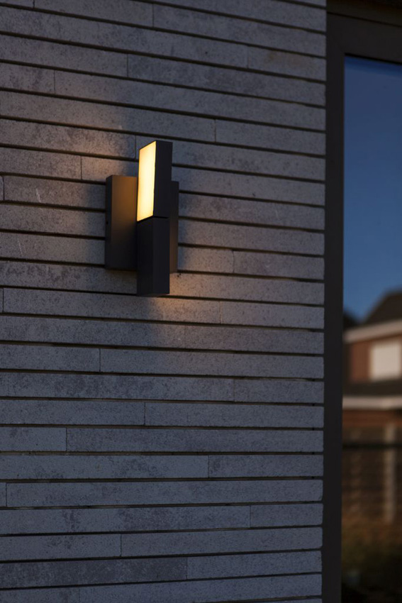 Wandlamp buiten - donkergrijs - 12x15,1x10,8cm - LED - 1x13W - 3000/4000K - IP65