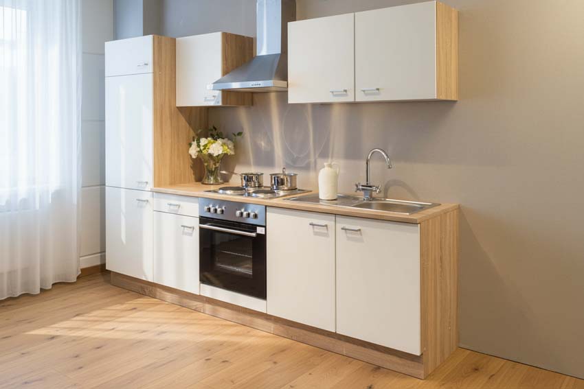 Keuken Budget wit/houtlook 270cm - zonder toestellen