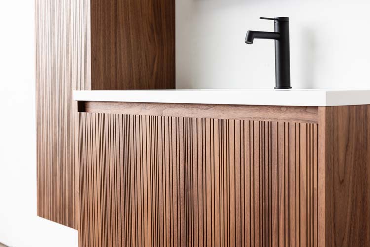 Meuble de salle de bain Warren noyer 900 mm vasque blanc mat
