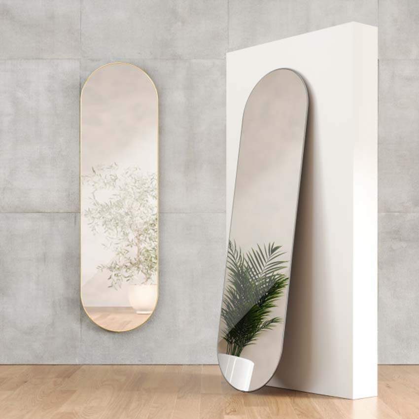 Miroir Umbra Hubba ovale cuivre 157x45cm