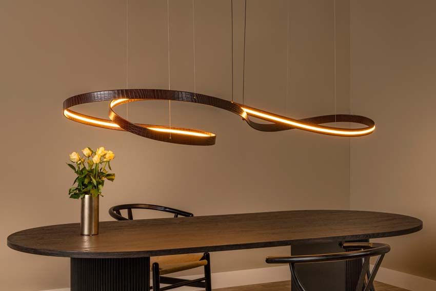 Lucide Premium Slalom - Hanglamp - LED Dimbaar - CCT - 1x80W 2200K/4000K - Koffie