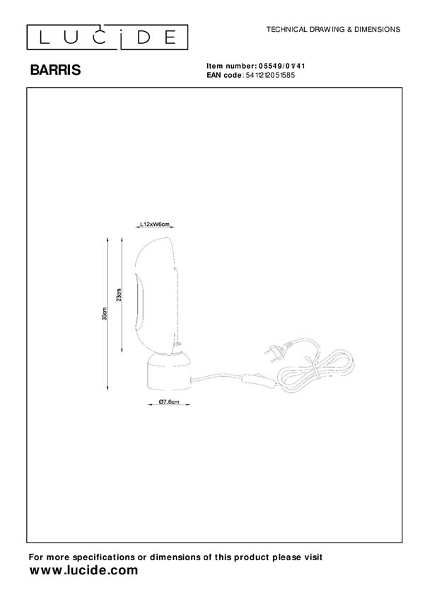 Lucide BARRIS - Tafellamp - 1xE27 - Taupe