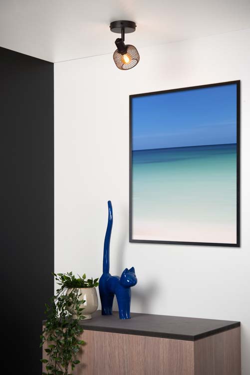 Plafonnier - noir - 10x14,5x14cm - dimmable - E14 - 25W